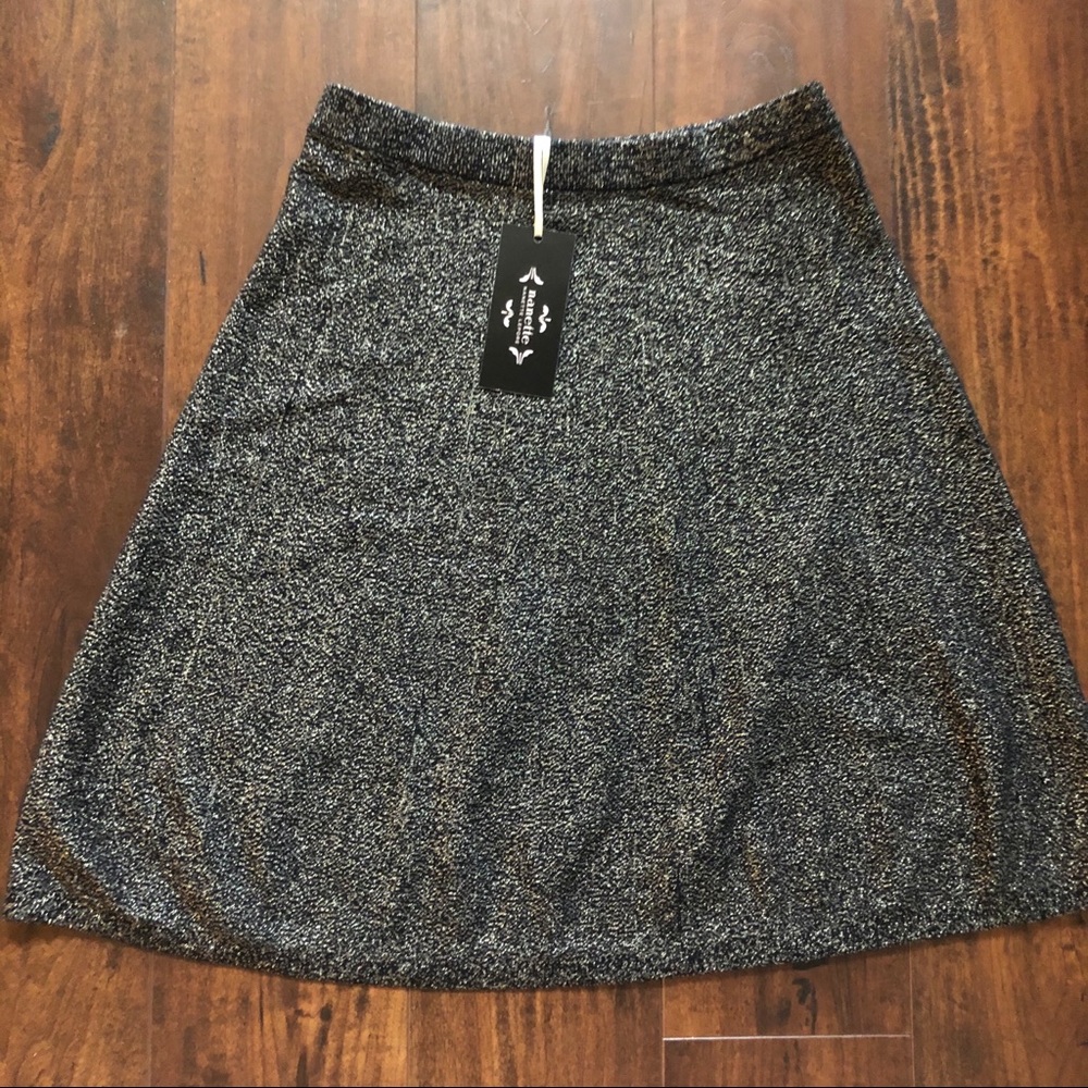 NWT NANETTE LEPORE SKIRT BLACK SILVER LARGE